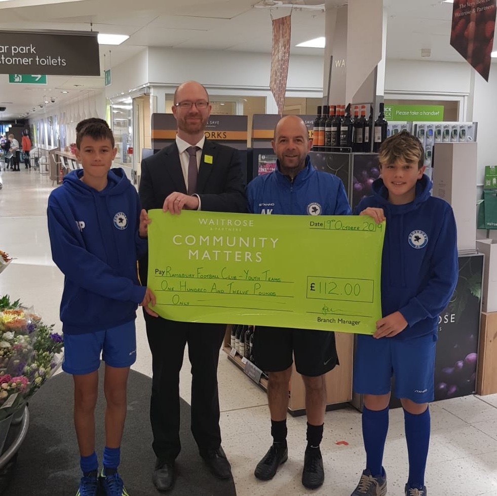 Waitrose Community Matters Cheque for Ramsbury FC